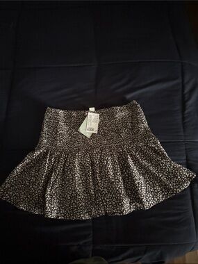 Black Floral Ruffle Mini Skirt